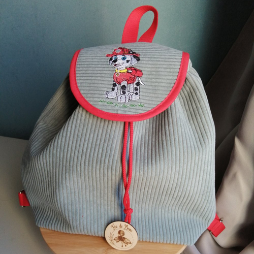Nouveaute 2025 : sac a dos "pat patrouille"  broderie "marcus" - enfant 4 à 8 ans - personnalisation avec un prénom offerte