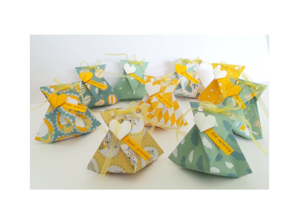 Lot De 10 Boite A Dragees Bapteme En Origami Les P Tits Animaux Pour Cadeau Invite Bapteme Et Decoration De Table Anniversaire Un Grand Marche