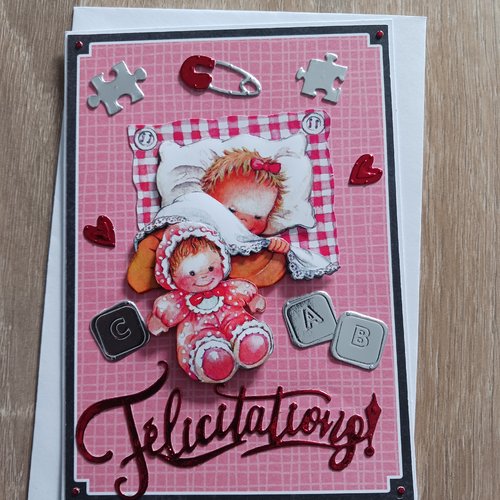 Carte naissance 3d fille