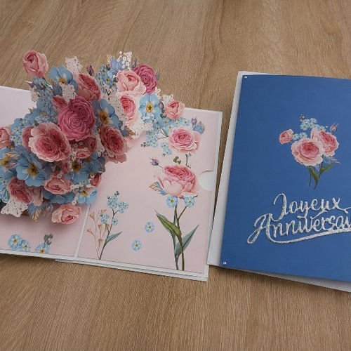 Carte anniversaire pop up "fleurs"