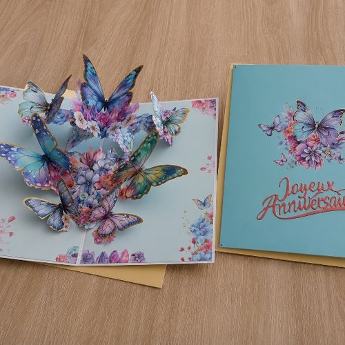 Carte anniversaire pop up "papillons"