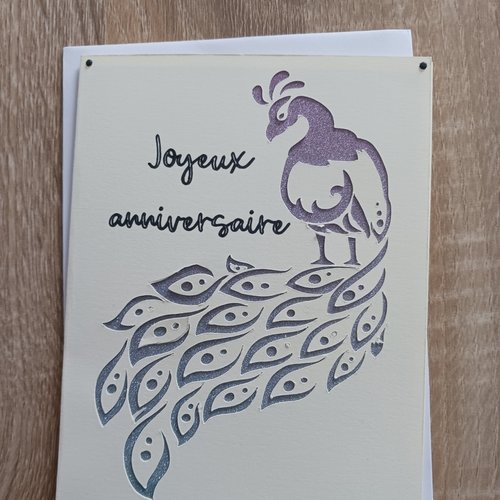 Carte anniversaire "paon"