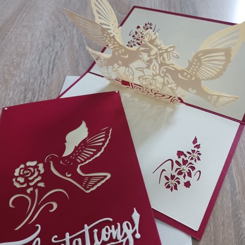 Carte mariage pop up "oiseaux"