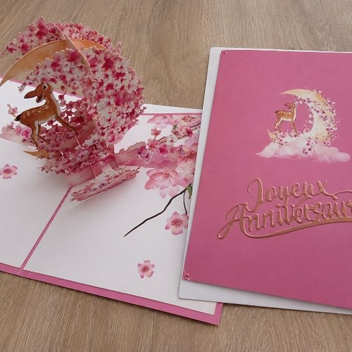 Carte anniversaire pop up "faon"