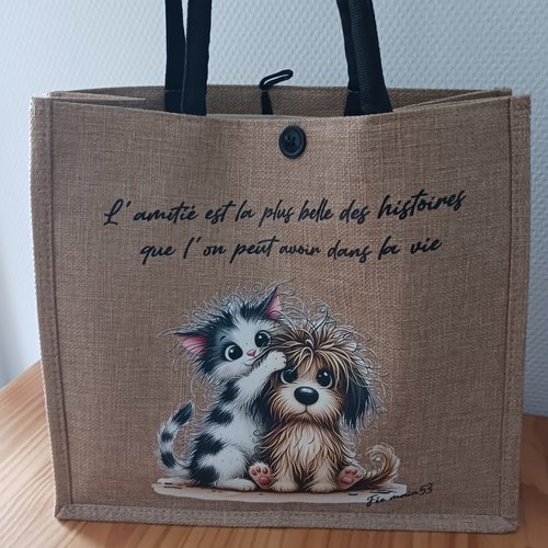 Sac cabas "chien et chat"