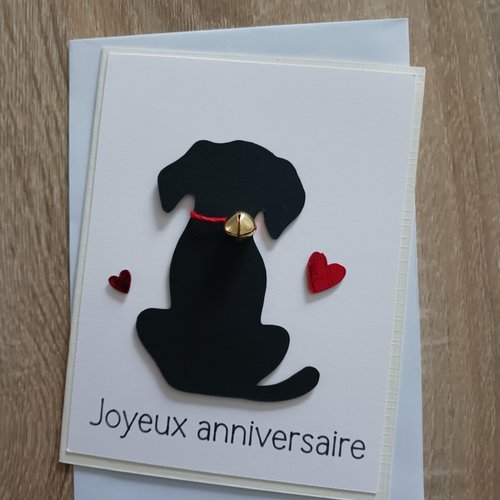 Carte anniversaire "chien avec clochette"