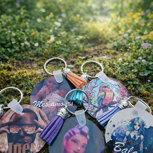 Porte clés à personnaliser rond en bois