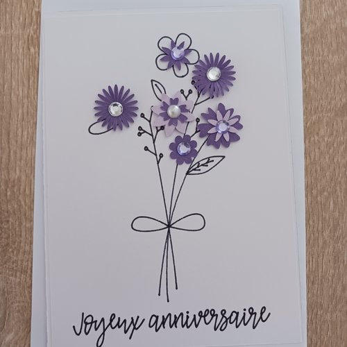 Carte anniversaire bouquet fleurs