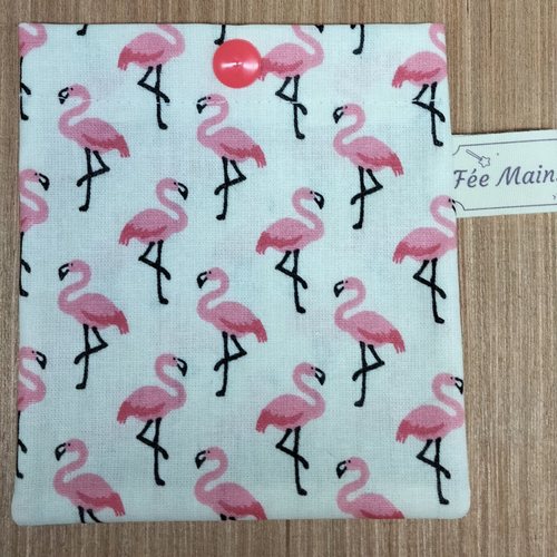 Pochette à savon - coton enduit - flamants roses