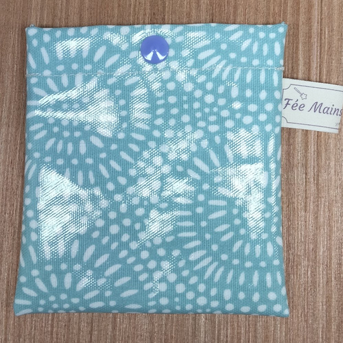 Pochette à savon - coton enduit - bleu ciel