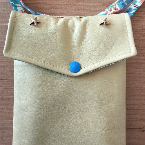 Pochette téléphone - cuir - jaune