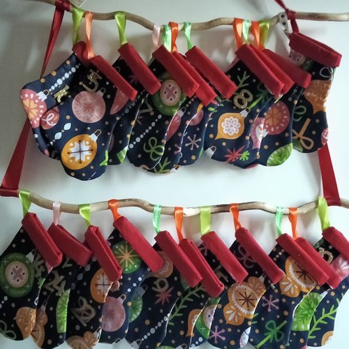 Calendrier de l'avent - coton - bois flotté