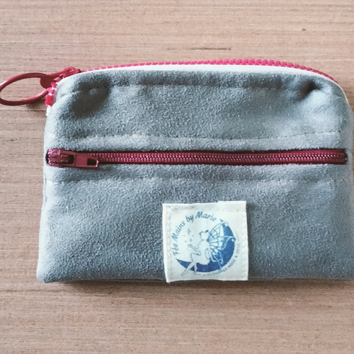 Porte monnaie - double zip - suédine