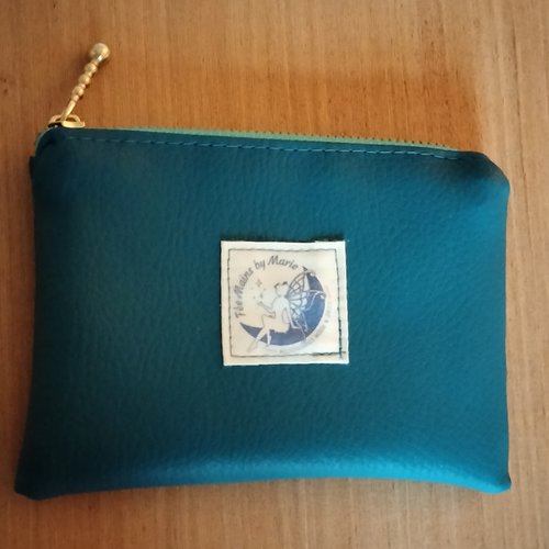 Porte monnaie - simili cuir - bleu canard
