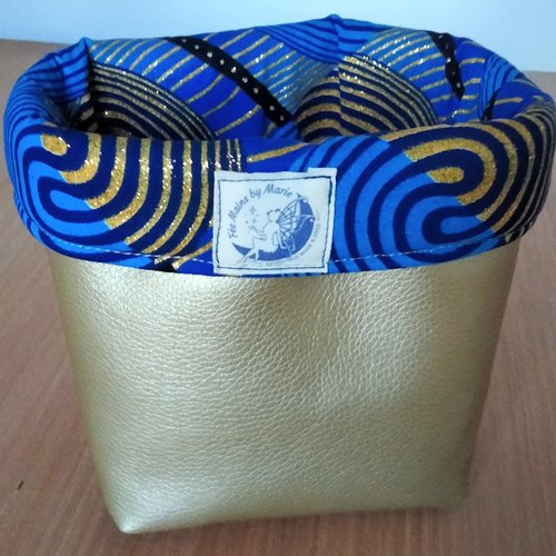 Panière - simili cuir - or