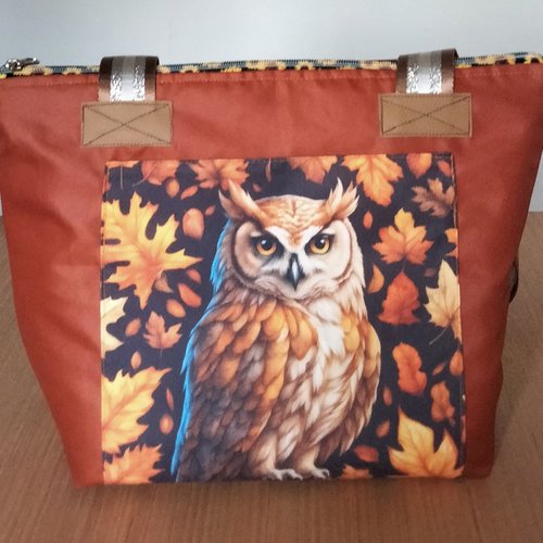 Sac - simili cuir - rouille - beige