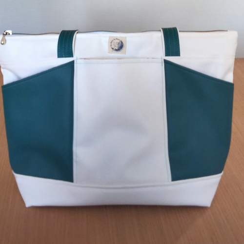 Sac - simili cuir - blanc - vert
