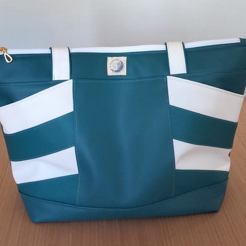 Sac - simili cuir - vert - blanc
