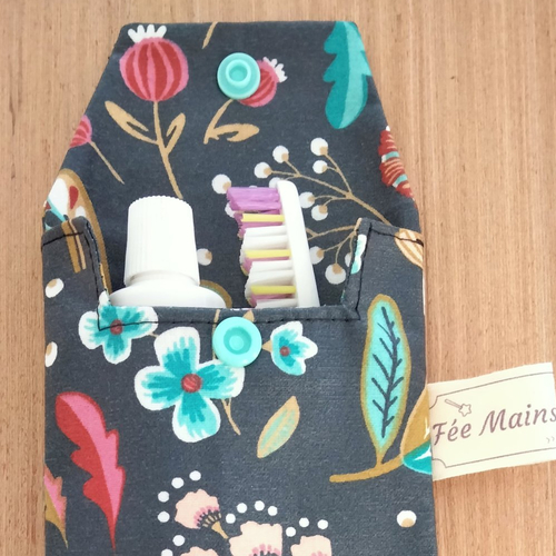 Etui à brosse à dents - tissu enduit - fleurs
