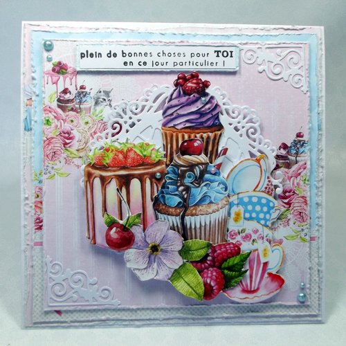 Carte Fleurie De Style Ancienne Pour Anniversaire Femme Tons Blanc Beige Rose Et Fushia Fait Main Un Grand Marche