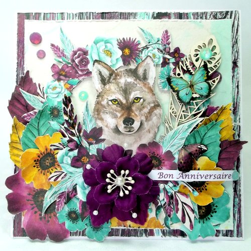 Carte Bon Anniversaire Theme Loup 15 X 15 Un Grand Marche