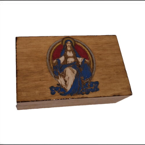 Boîte à chapelet gravée notre dame des grâces coffret de rangement objets religieux sainte vierge marie