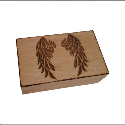 Coffret  gravé d'ailes d'ange gardien à usage divers rangement objets religieux chapelet souvenir ordination prêtre baptême