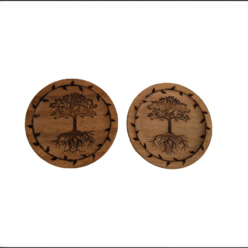 Arbre de vie celtique lot de 2 coupelles, petits plateaux en bois de bambou, dépose bijoux vide poche  celte thème de la nature bureau