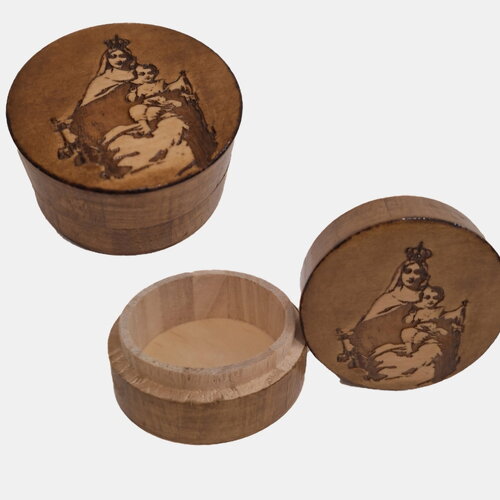 Boîte à chapelet gravée notre dame du mont carmel ou boîtier pour scapulaire dévotion mariale coffret très sainte vierge marie