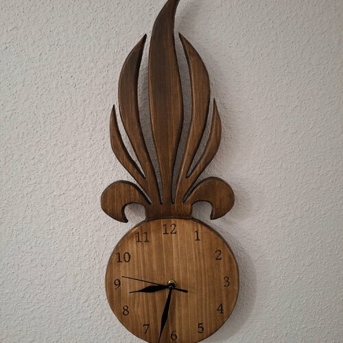 Horloge grenade de gendarmerie en bois gravée, pendule gendarmerie nationale flamme cadeau pour gendarme militaire