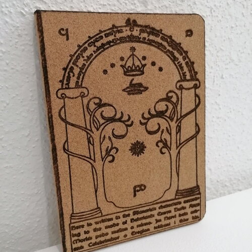 Portes de durin de la moria carnet cahier en bois de liège  entrée mellon ithildin de celebrimbor