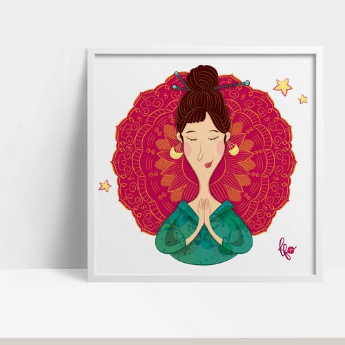 Tirage d'art - illustration "mandala fushia"