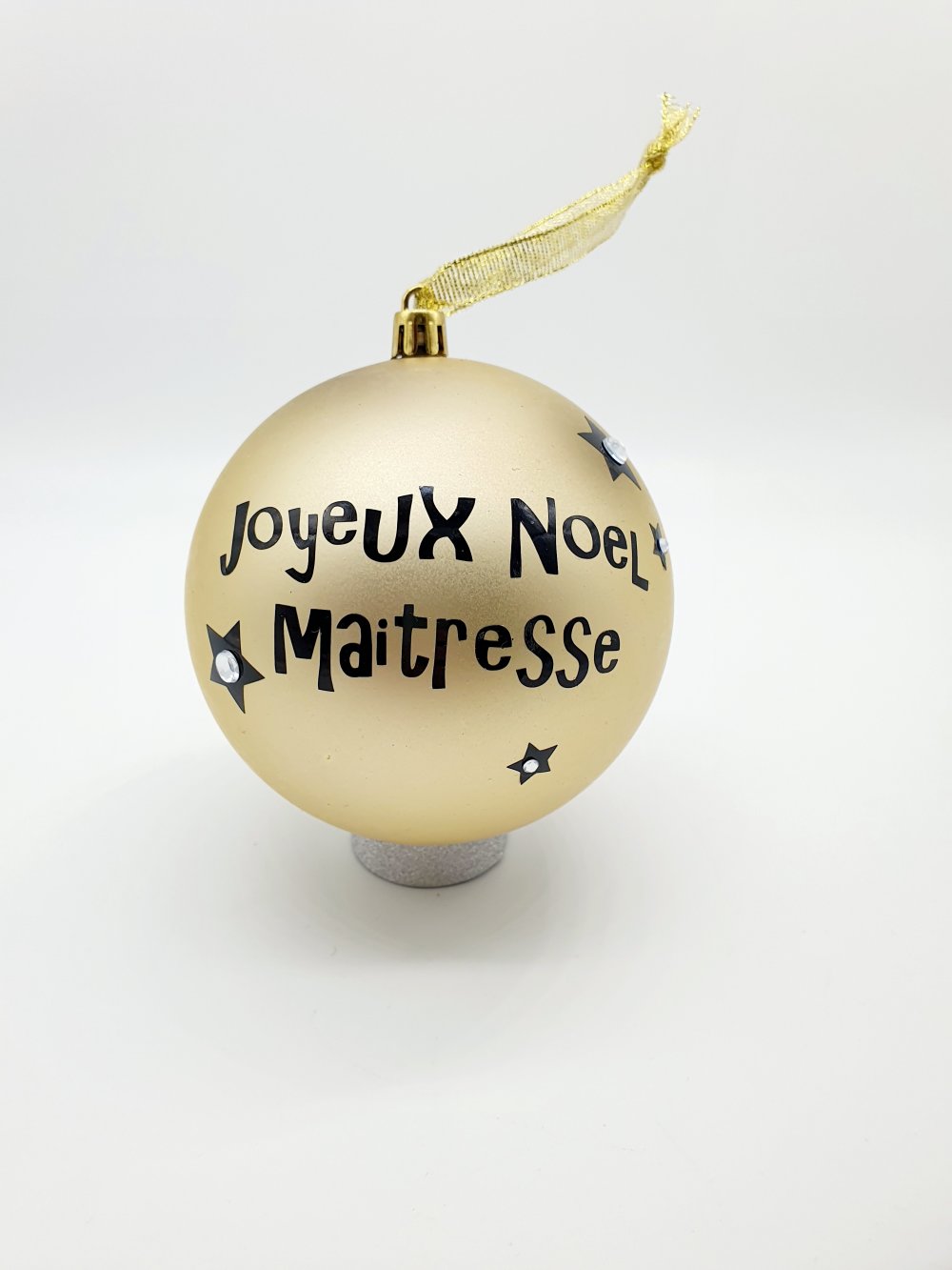 Cadeau Maitresse Boule Joyeux Noel Maitresse Avec Etoiles Et Strass Un Grand Marche