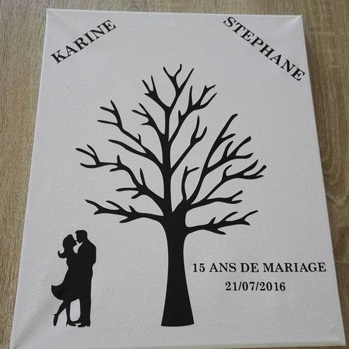 Toile / arbre à empreintes sur toile format 30x40cm avec panonceau explicatif - mariage