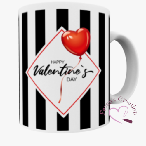 Mug blanc - mug amour "happy valentine's day" - personnalisable