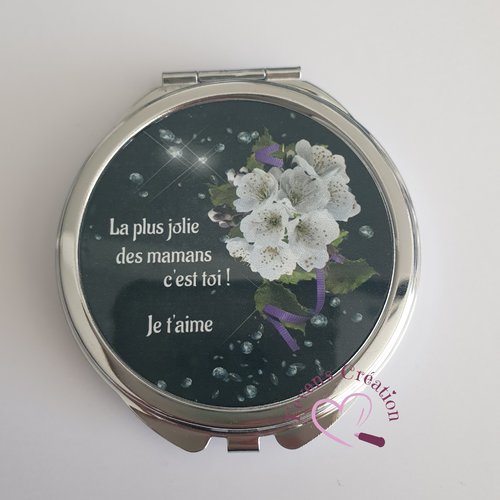 Miroir de poche "la plus jolie des mamans, c'est toi. je t'aime"