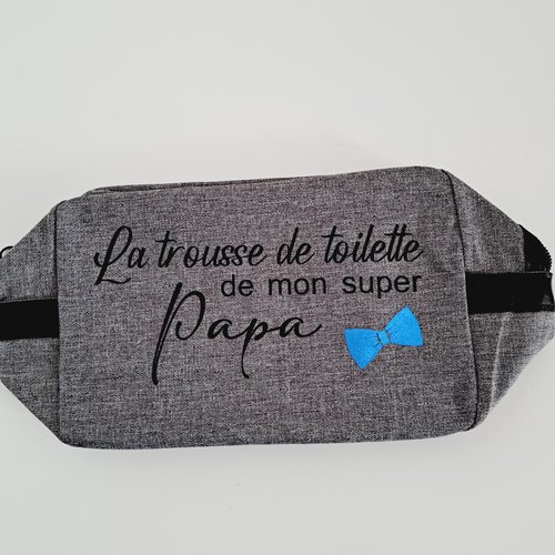 Trousse de toilette homme brodée et personnalisée, 2 coloris au choix,  14x20x9cm, cadeau papa, cadeau garçon, anniversaire, fête des pères :  : Produits Handmade