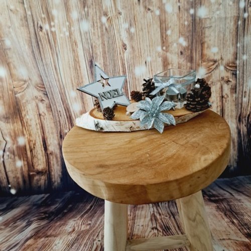 Grand centre de table en bois - noël - jour de l'an / décoration de table ou autre avec bougie