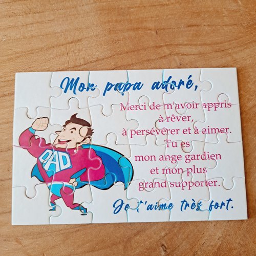 Puzzle "mon papa adoré " - 24 pièces avec pochon - papa - surprise - anniversaire - fête des pères - noel - cadeau papa
