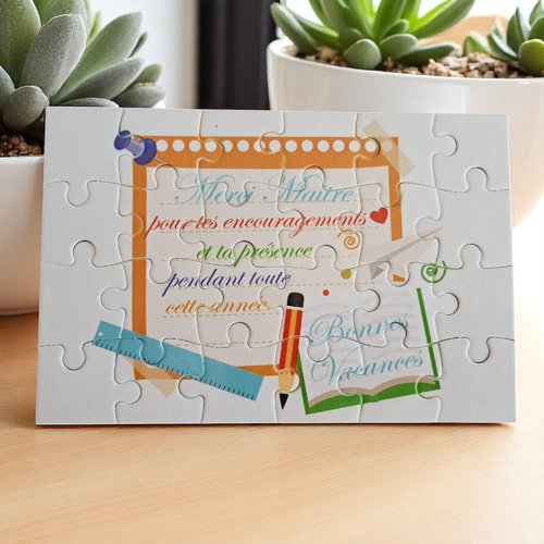 Puzzle "merci maîtresse" - 24 pièces avec pochon - maîtresse - surprise - fin d'année scolaire - cadeau maîtresse