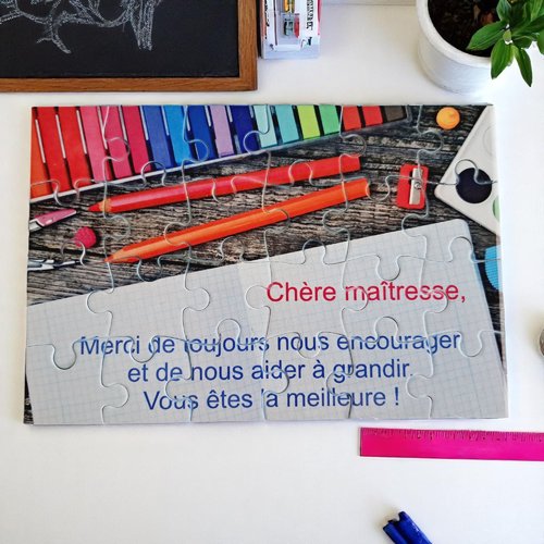 Puzzle "chère maîtresse" - 24 pièces avec pochon - maîtresse - surprise - fin d'année scolaire