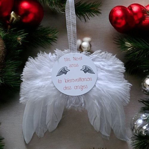 Ornement noël ailes d'ange en plume - un noël sous la bienveillance des anges - décoration sapin