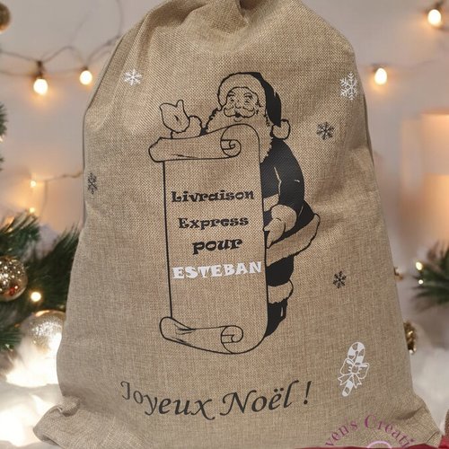 Sac / hotte de noël - pere-noel _ prénom personnalisable