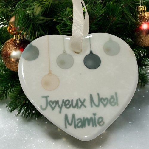 Ornement / suspension noël en céramique - joyeux noël mamie