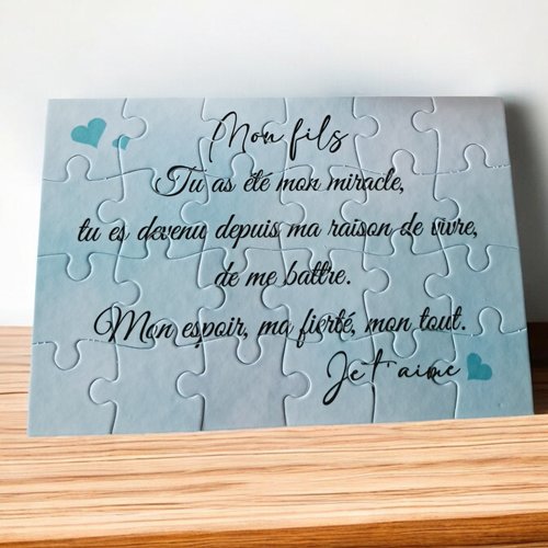 Puzzle personnalisé pour votre fils - 24 pièces avec pochon inclus