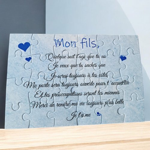 Puzzle personnalisé pour votre fils - 24 pièces avec pochon inclus