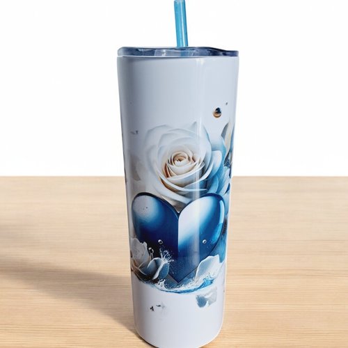 Gobelet isotherme 20 oz (590 ml) /tumbler - cœur bleu