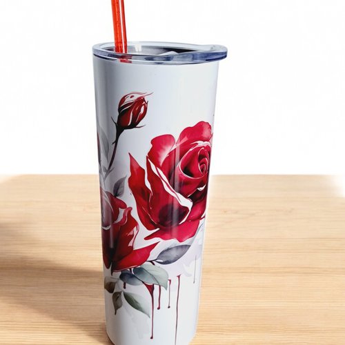 Gobelet isotherme 20 oz (590 ml) /tumbler - roses rouges