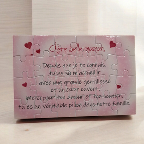 Puzzle "chère belle-maman" - 24 pièces avec pochon - belle-maman - surprise - anniversaire - fête des mères- noel - cadeau belle-maman
