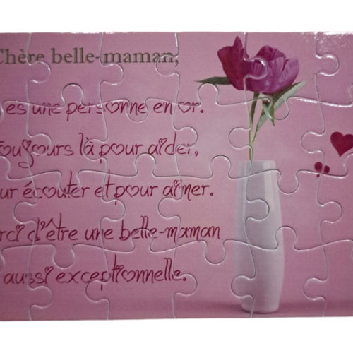 Puzzle "chère belle-maman" - 24 pièces avec pochon - belle-maman - surprise - anniversaire - fête des mères- noel - cadeau belle-maman